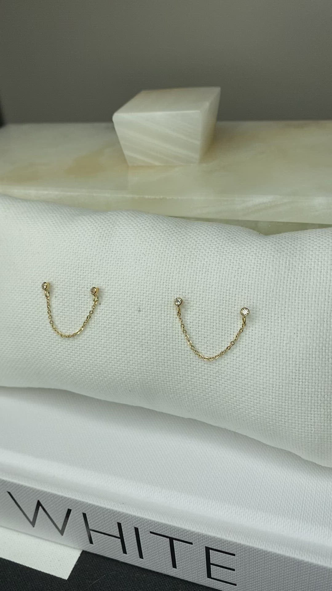 Double CZ Handcuff Chain Earrings | 14K Gold Filled